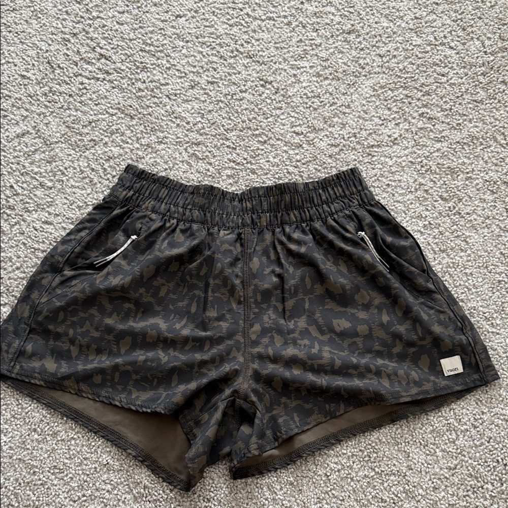 Vuori Black Leopard Print Athletic Shorts